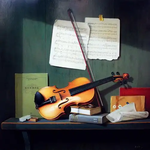 0886小提琴油画布面