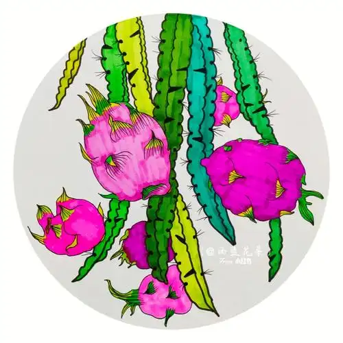 创意儿童画火龙果