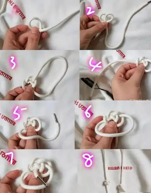 95小绣球95中国结95樱花结伸出食指和中指,然后把绳子在上面绕