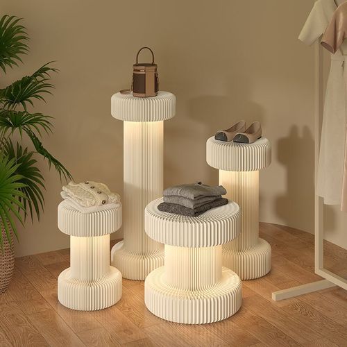 圆柱展示台产品中岛台流水台展台商场橱窗陈列台浮雕展会展览摆台常规