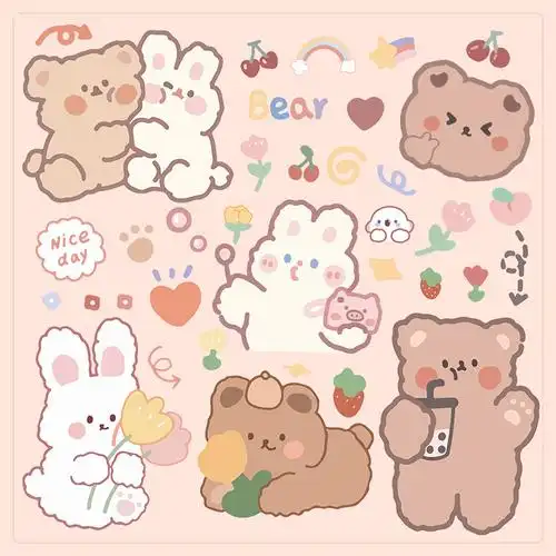 卡通可爱小兔行李箱贴纸笔记本电脑ipad小药箱改造贴画防水不留胶