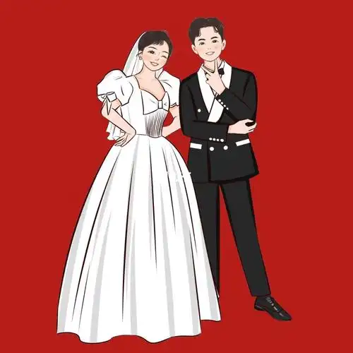 满意的q版婚纱照