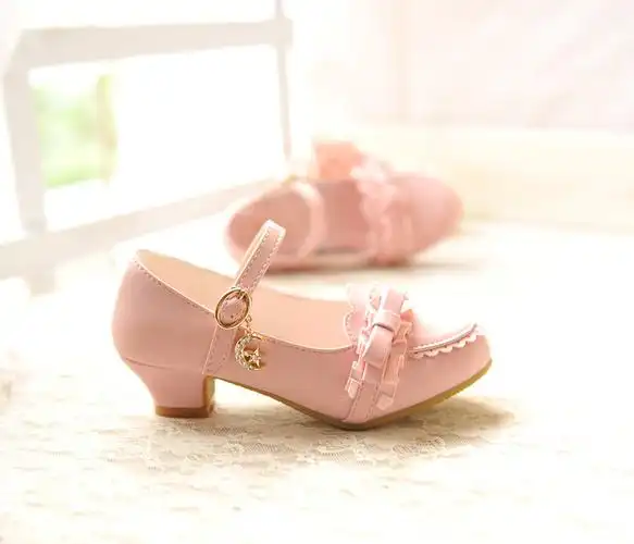 女童洛丽塔鞋新款韩版蕾丝儿童高跟鞋表演小女孩公主鞋lolita皮鞋