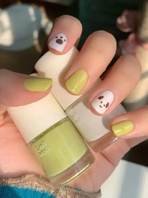 q萌夏日可爱狗狗手绘美甲