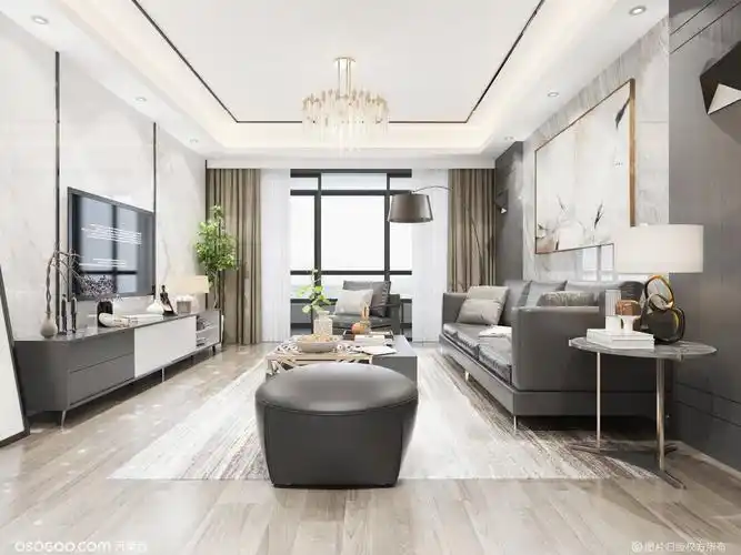 3d设计效果图现代客厅简约风格室内装修设计