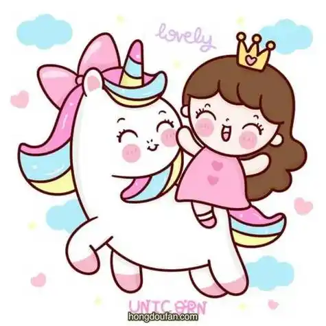 13张穿着粉红色裙子的小公主和可爱的梦幻独角兽简笔画大全
