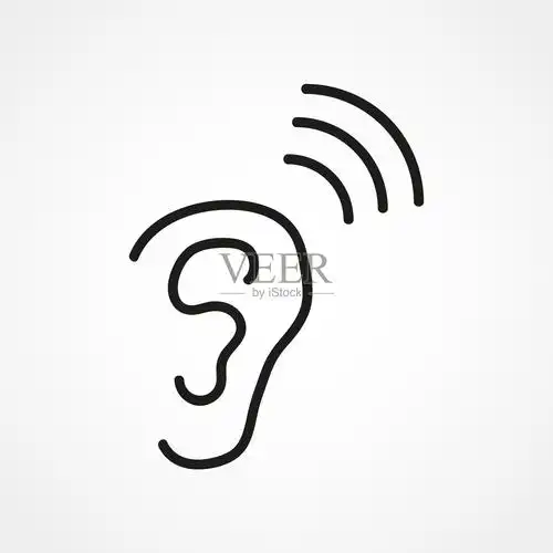 耳朵听声音听声音波图标插画图片素材