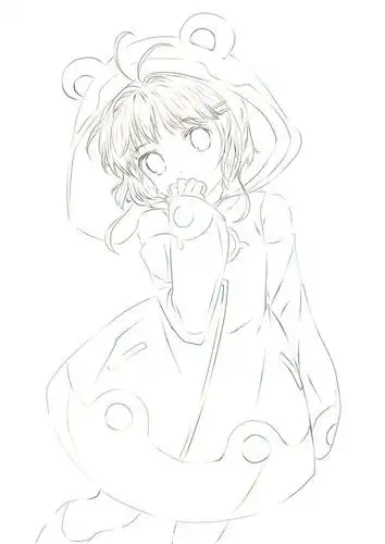 二次元动漫女生涂色线稿