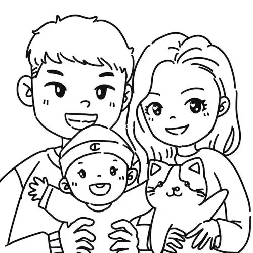 全家福绘画可爱