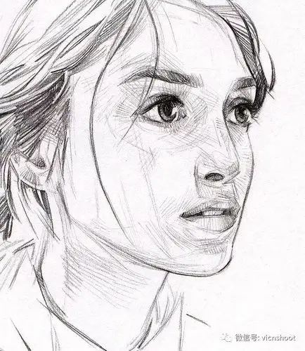 黑白人物肖像素描