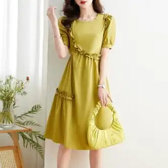 hkcp新款连衣裙子夏天2023年女装夏季衣服女士休闲时尚中长收腰中长裙