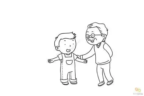 学习雷锋 小男孩给老爷爷让座简笔画_情景故事简笔画