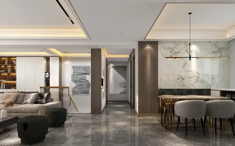 济南噗悦湾300平简约轻奢装修风格效果图