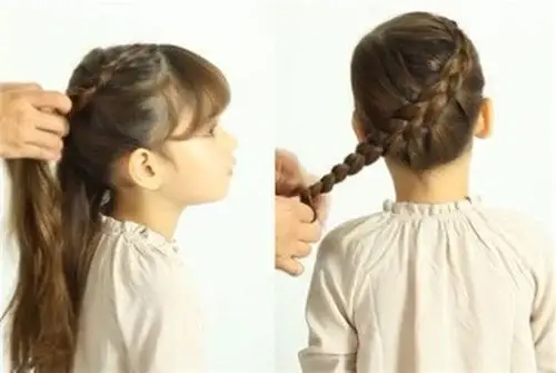 先在头顶处取一束头发,县按照编三股麻花辫的方式重复编两到三次,让这