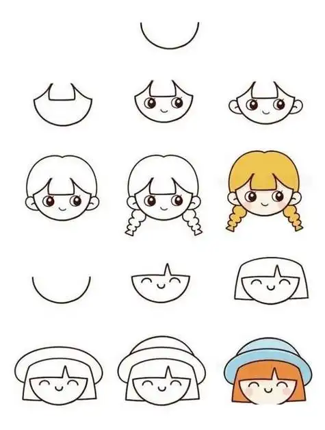 小女孩的简笔画漂亮步骤