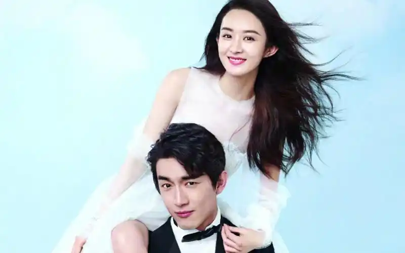 赵丽颖林更新时尚婚纱写真唯美甜蜜的情侣cp