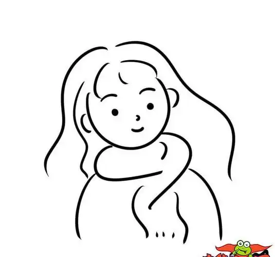 漂亮长头发女孩简笔画,画小女孩简单又可爱