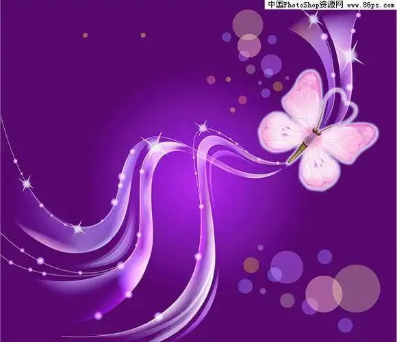 ai格式韩国风格梦幻紫蝴蝶背景矢量素材免费下载