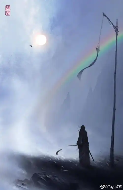 黑白水墨色的仗剑天涯武侠气