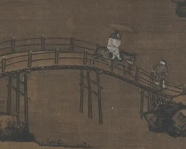 新品南宋刘松年四景山水图绢本真迹高清数字喷绘国画