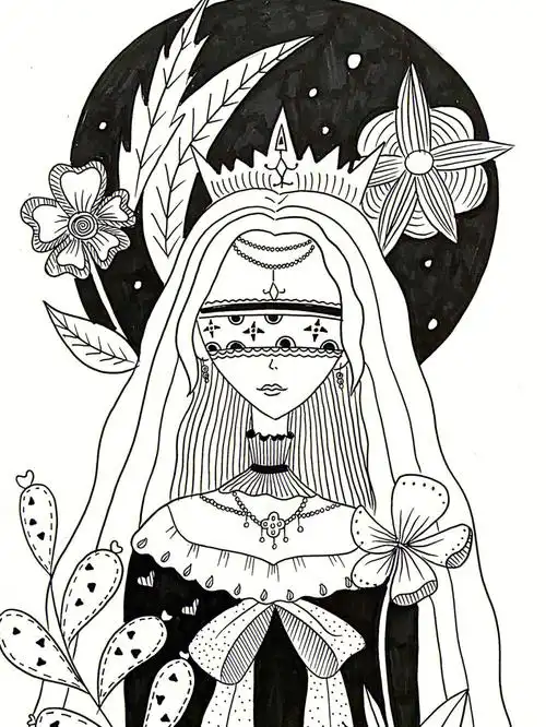 线描人物黑白装饰画