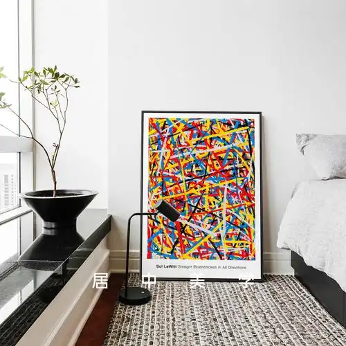 居中美学彩色线条抽象装饰画现代客厅餐厅艺术现代装饰画