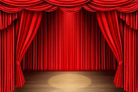 歌剧场景悬垂背景,音乐会盛大开幕或电影院首映后台,仪式表演模板 3d