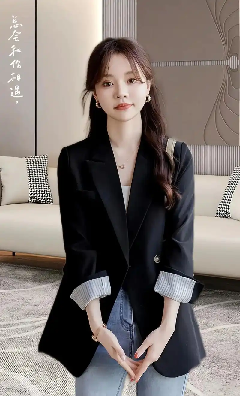 韩版黑色小西装外套