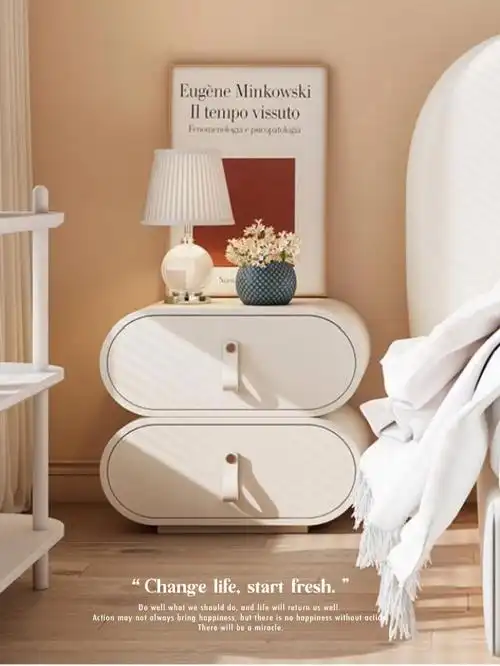 日系奶油风家居米白色悬浮床是卧室的灵魂