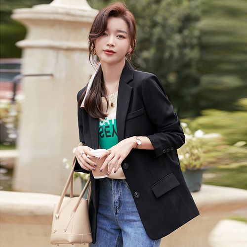 咖啡色西装外套女2022春秋新款韩版宽松休闲英伦风小西服外套