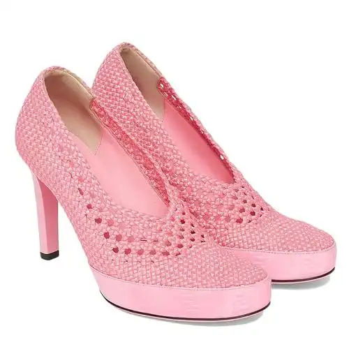 【包税】fendi/芬迪 2021年早春新款 女士粉色弹性蕾丝高跟鞋8i8087