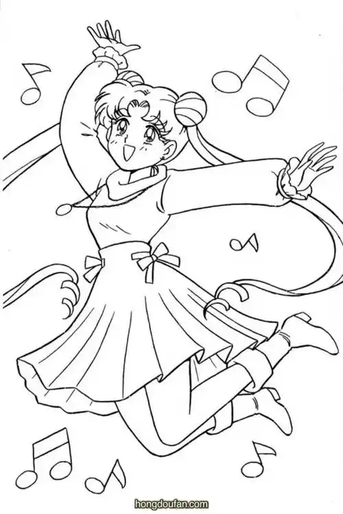 美丽的二次元美少女公主涂色图片免费下载-红豆饭小学生简笔画大全