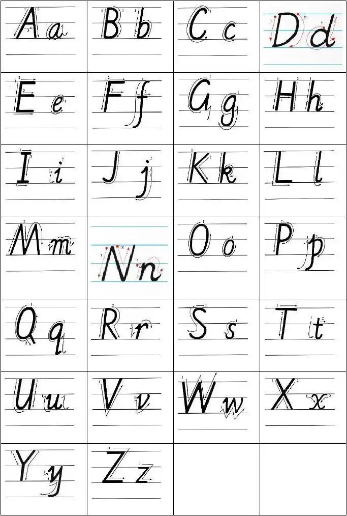 26个英文字母书写标准及练习答案