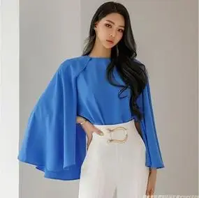 韩国正品代购直发 时尚法式优雅别致圆领披肩斗篷式衬衫