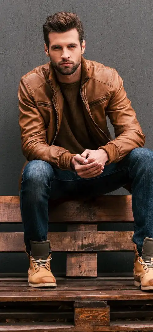 iphone 壁纸 男人,夹克,长凳,墙