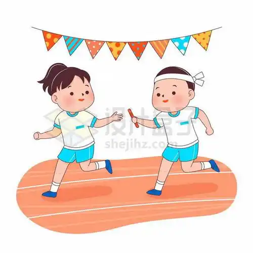 参加校园运动会接力赛的两个卡通小朋友1066743矢量图片免抠素材 人物