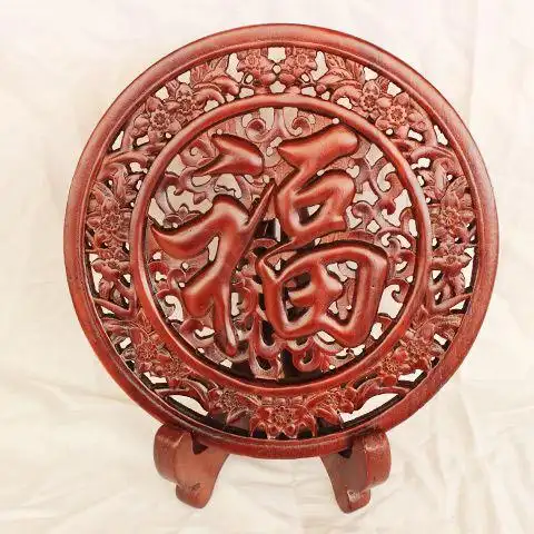 摆件东阳木雕香樟实木雕刻桌上圆形工艺品中式木雕