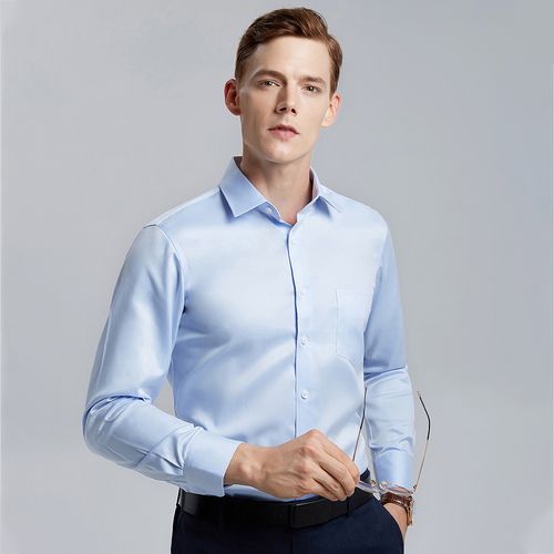 秋季纯棉免烫男士长袖白衬衫商务正装职业装工装大码上班白色衬衣