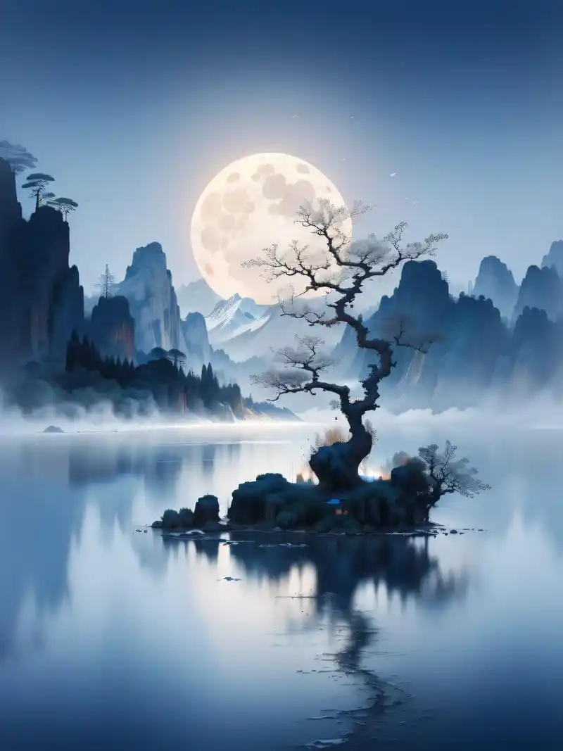 『国风』中秋月明.#中秋 #月亮 #国风古韵 #水墨画 # - 抖音