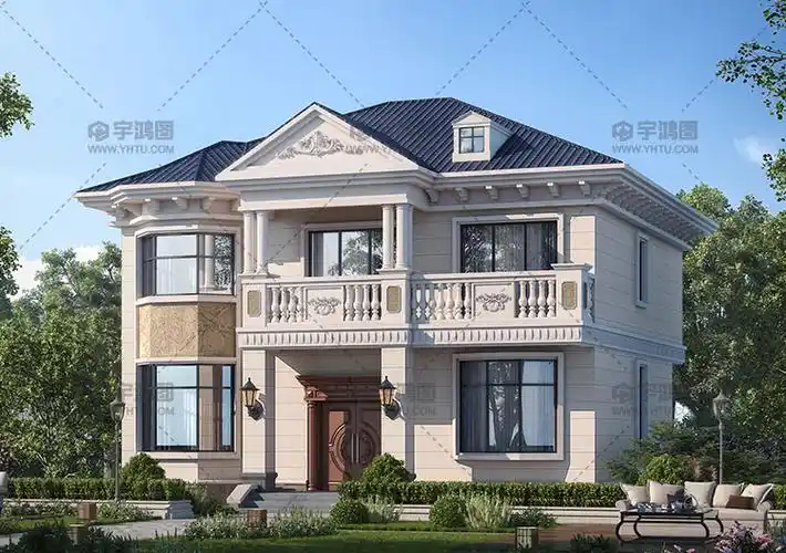二层欧式带露台小别墅外观效果图
