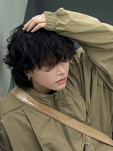 羊毛卷假发男日系纹理烫短卷发帅气搞怪拍照写真道具逼真整顶发套