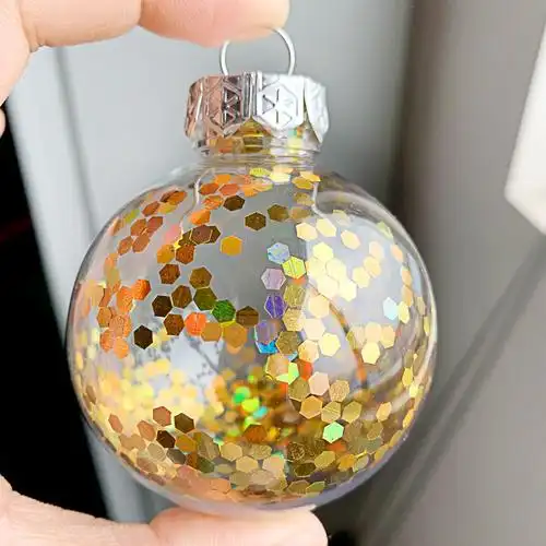 外贸热销塑料空心透明圆球圣诞球装饰吊球6cm8cm10cm球批发