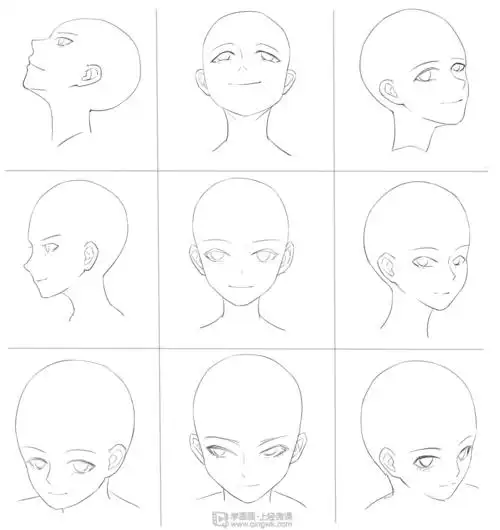 作业:动漫人物头部仰视,俯视的画法训练 - rh-118-043 oc - 轻微课