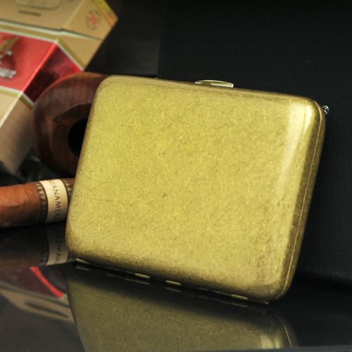 古铜烟盒双枪铜制仿古超薄纯铜拉丝光面16支烟盒