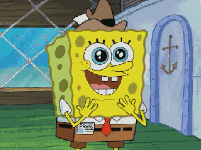 海绵宝宝微笑牙齿帽子gif动图_动态图_表情包下载_soogif