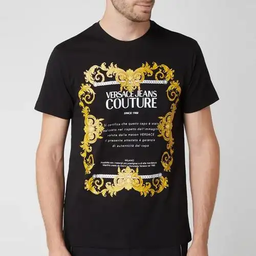 versace jeans couture/范思哲男士黑色巴洛克风格印花短袖t恤衫eb3gz