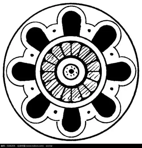 圆形对称窗户装饰花纹图案