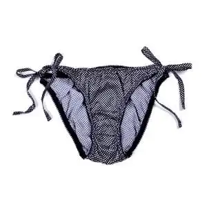 w3英国t家黑白小波卡仿丝缎面细带系带性感低腰女士三角内裤