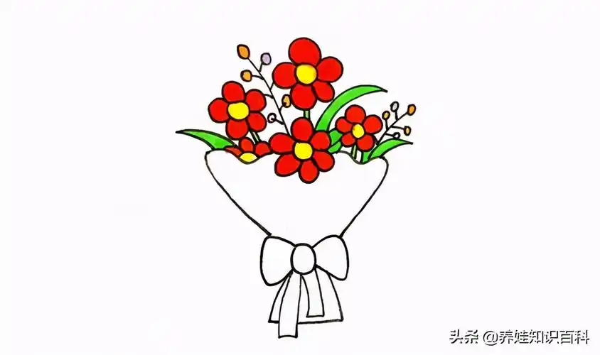 一束鲜花的简笔画画法教程花丛简笔画