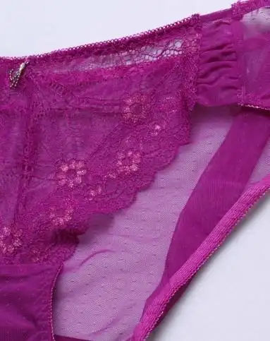 紫色唯美蕾丝三角内裤